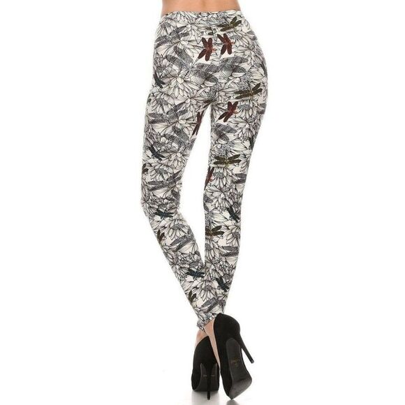 XPlus Size Dragonfly Print Full Length Slim Fit Leggings with High Elastic - Picture 2 of 9